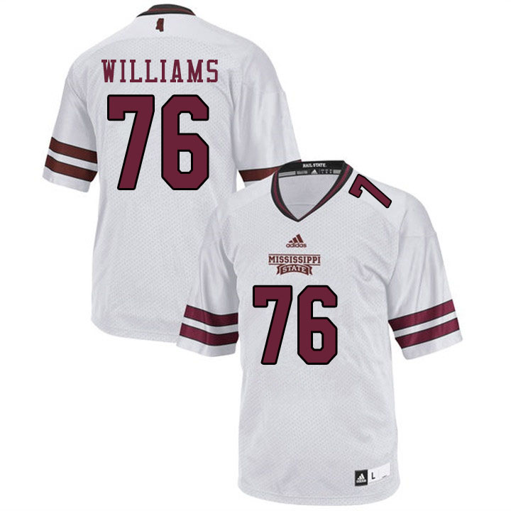Men #76 Kieran Williams Mississippi State Bulldogs College Football Jerseys Sale-White - Click Image to Close